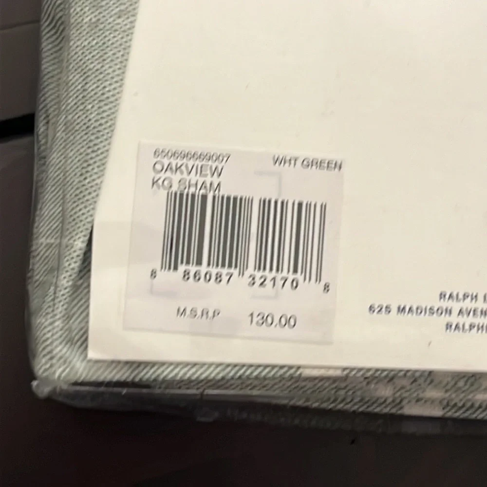 Ralph Lauren Oakview King Pillow Sham new white green